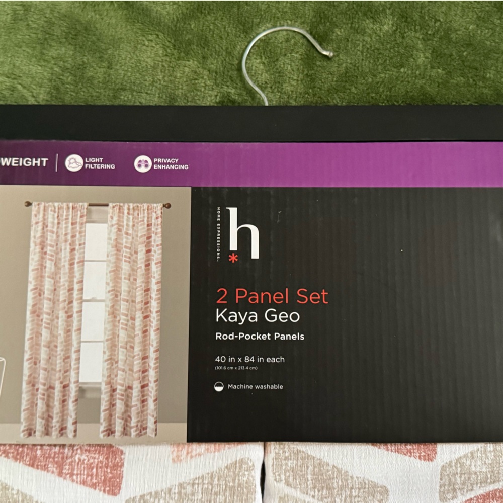 Kaya Geo Rod-Pocket Curtains - Cream and Brown